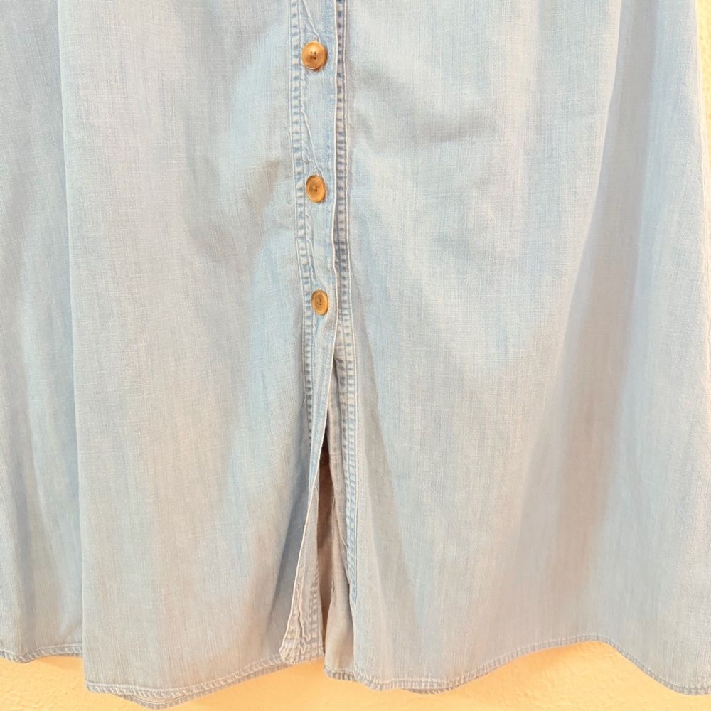 Gap Button Front Midi Light Wash Denim Skirt - image 7